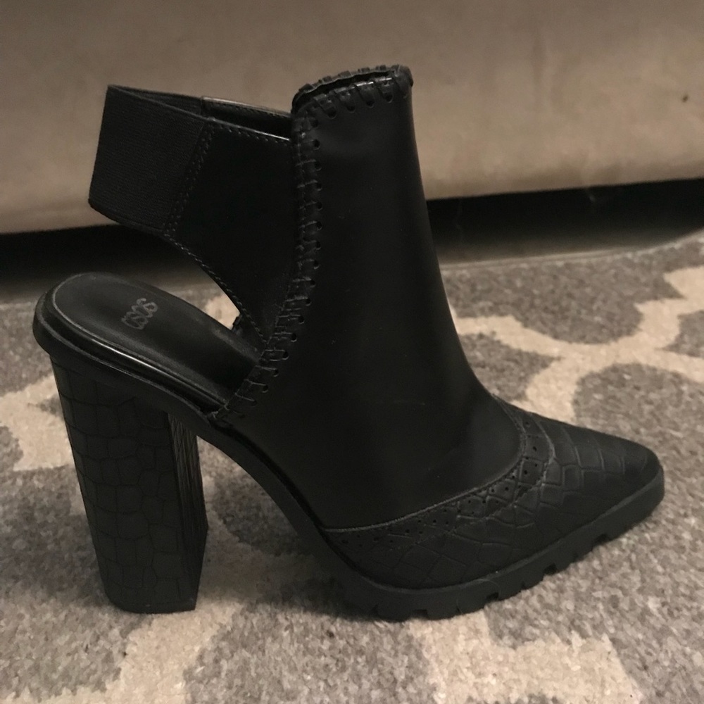 ASOS black faux leather bootie